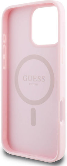 Guess Grained Ring Magsafe Back Cover Πλαστικό / Σιλικόνης / Δερμάτινο Ροζ (iPhone 16 Pro)