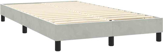 Double Bed Upholstered with Fabric Light Gray with Slats and Mattress 160x210cm