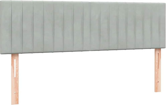 Double Bed Upholstered with Fabric Light Gray with Slats and Mattress 160x210cm