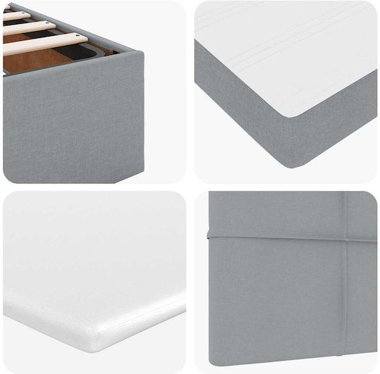 Double Bed Upholstered with Fabric Light Gray with Slats and Mattress 160x200cm 3313168