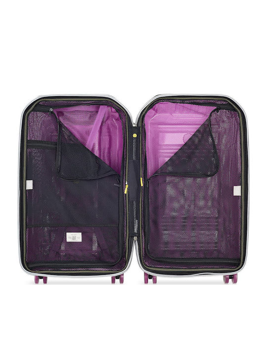 Delsey Rempart Large Hard Travel Suitcase Translucent Purple with 4 Wheels Height 73cm
