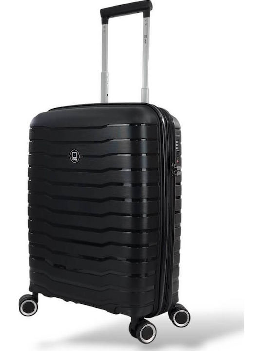 Rain Cabin Hard Travel Suitcase Black with 4 Wheels Height 55cm