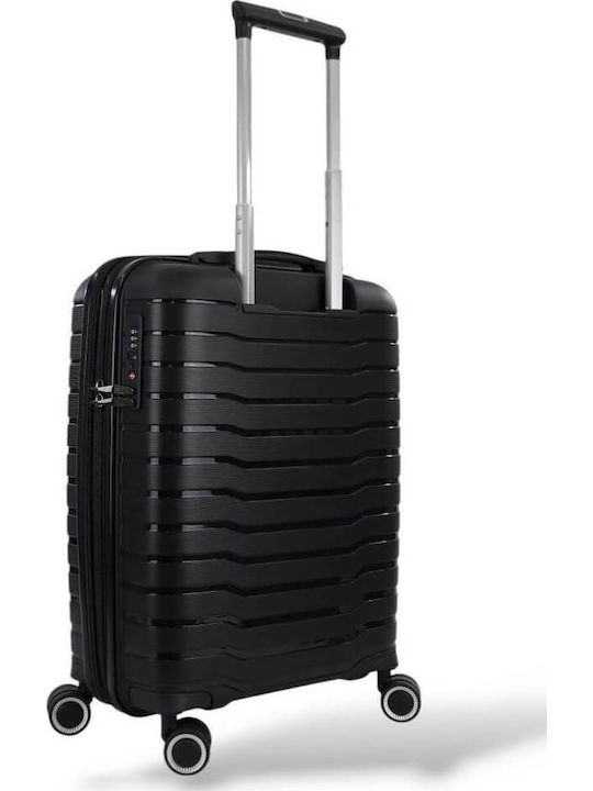 Rain Cabin Hard Travel Suitcase Black with 4 Wheels Height 55cm