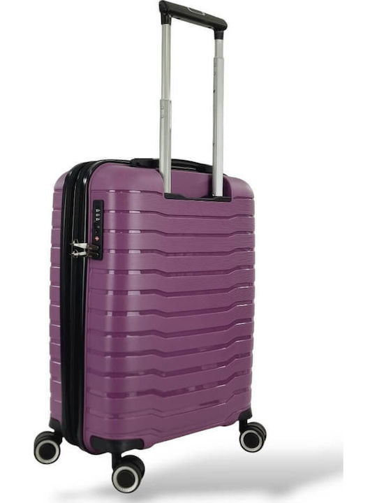 Rain Cabin Hard Purple Suitcase with 4 Wheels Height 55cm