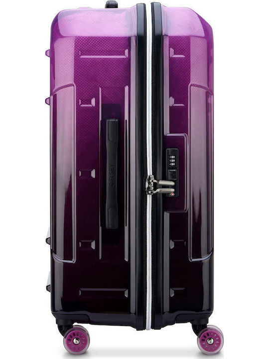 Delsey Rempart Large Hard Travel Suitcase Translucent Purple with 4 Wheels Height 73cm