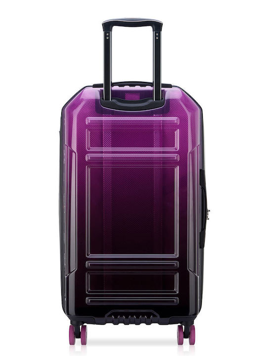 Delsey Rempart Large Hard Travel Suitcase Translucent Purple with 4 Wheels Height 73cm