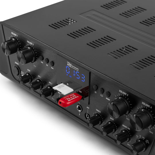 Power Dynamics PV240BT Commercial Power Amplifier 4 Zone Equipped with USB/FM/Bluetooth Black