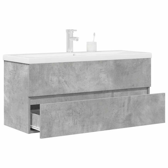 vidaXL Waschtisch mit Waschbecken L100xB45xH38.5cm Grey Concrete