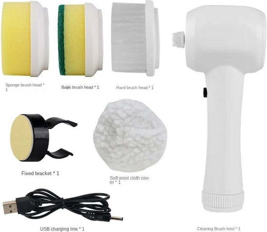 Perie electrică multifuncțională fără fir 4 capete suport de încărcare USB alb-violet