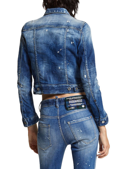 Women's Short Jean Jacket for Spring or Autumn Blue