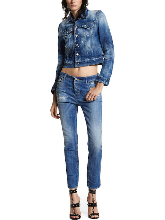 Women's Short Jean Jacket for Spring or Autumn Blue