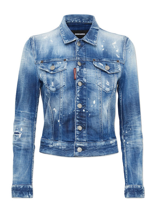 Women's Short Jean Jacket for Spring or Autumn Blue