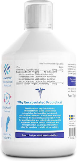 Swedish Nutra Encapsulated Probiotics Συμπλήρωμα με Προβιοτικά 500ml Λεμόνι