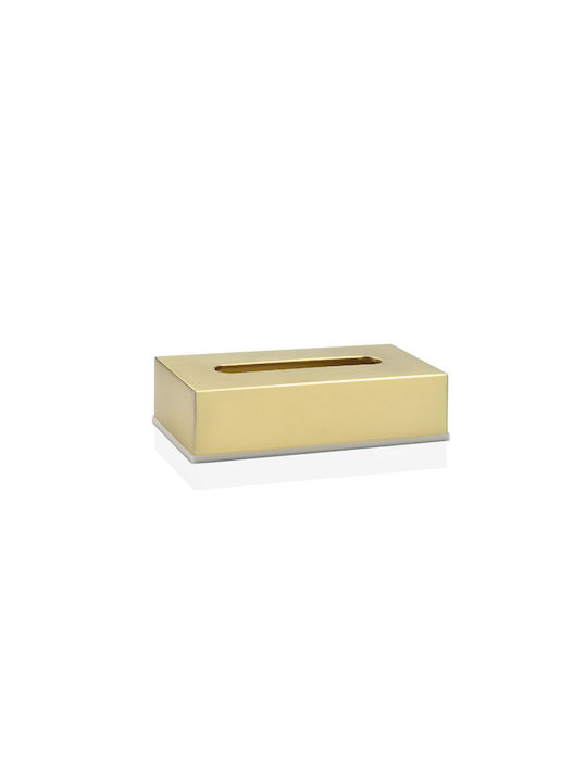 Andrea House Θήκη για Χαρτομάντηλα Μεταλλική Μπεζ 26x12x7cm