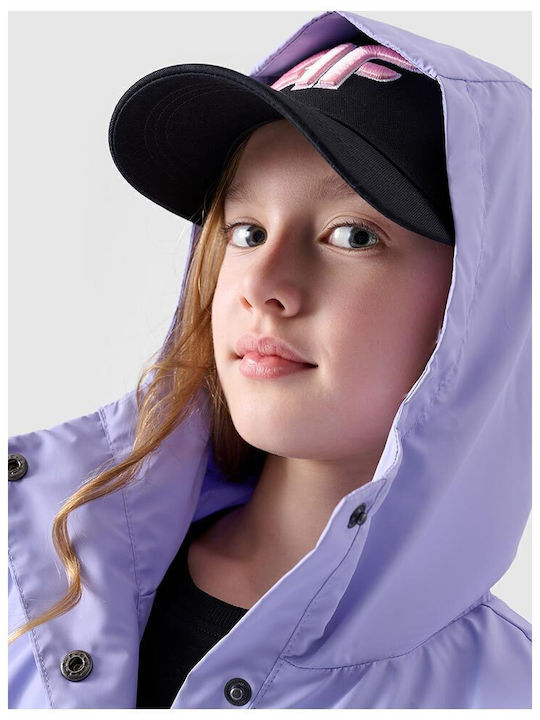 Waterproof Kids' Casual Jacket Long with Hood Purple