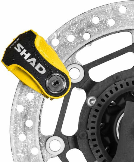 Shad Motorcycle Disc Brake Lock with Alarm & 6mm Pin in Yellow