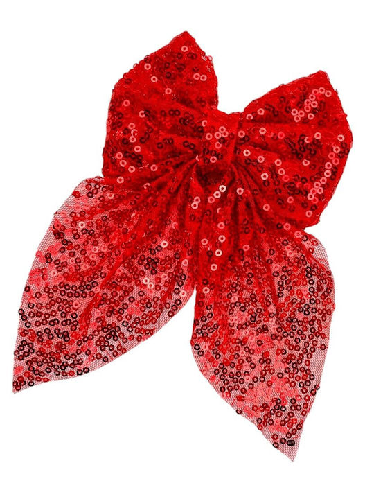 Official Impressive Large Hair Bow Clip Decorated with Shiny Red Sequins