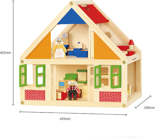 Viga Toys Ξύλινο Κουκλόσπιτο 26.5εκ.