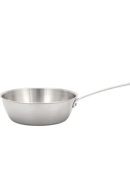Stellar Eclipse Deep Frying Pan Stainless Steel Aluminum 24 Cm Silver