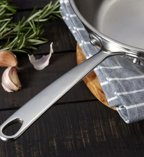 Stellar Eclipse Deep Frying Pan Stainless Steel Aluminum 24 Cm Silver