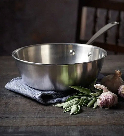 Stellar Eclipse Deep Frying Pan Stainless Steel Aluminum 24 Cm Silver