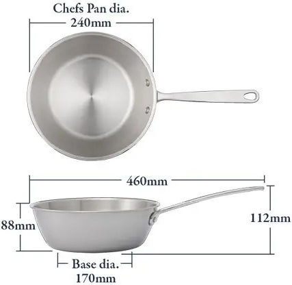 Stellar Eclipse Deep Frying Pan Stainless Steel Aluminum 24 Cm Silver