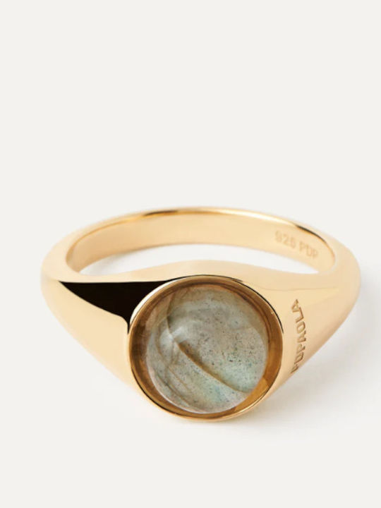 P D Paola Ring with Stones made of Silver Gold Plated
