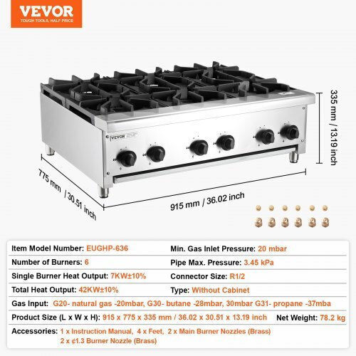 Vevor Natural Gas Cooktop Sextuple