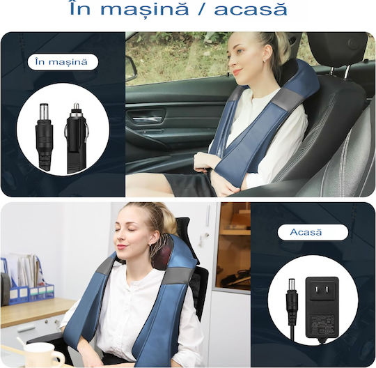 King Pernă de masaj Shiatsu pentru gât, talie, spate, picioare & corp cu infraroșii Albastru
