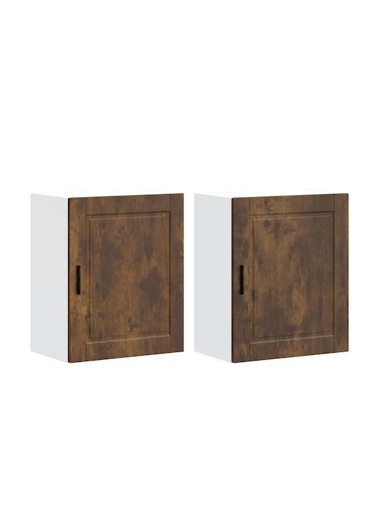 Vidaxl Kitchen Wall Cabinets 2 Pcs Porto Smoked Oak Wood 50x31x60cm Black