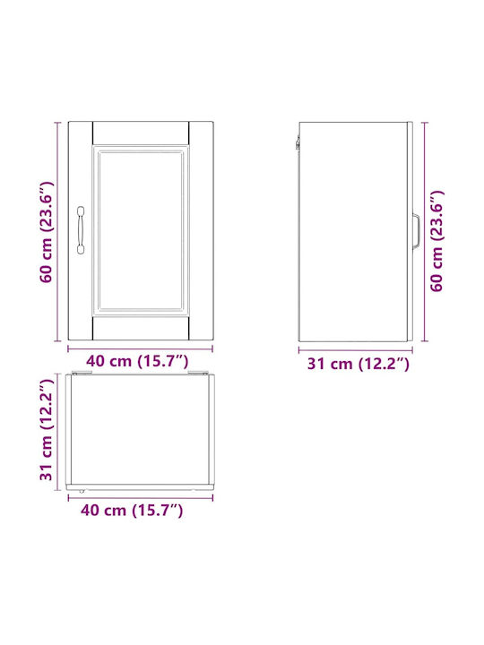 Vidaxl Kitchen Wall Cabinet Porto Gray Sonoma 40x31x60cm 1 Piece Gray