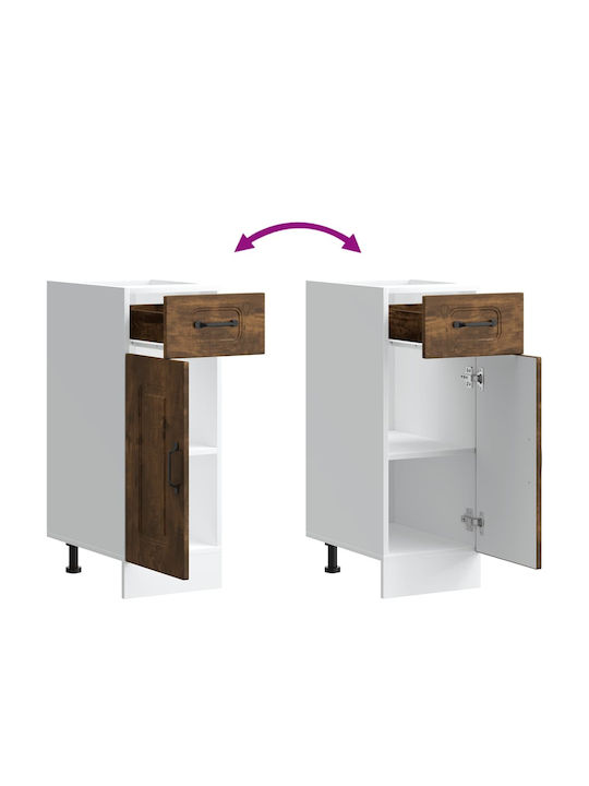 Kalmar Smoked Oak Processed Wood Brown Kitchen Base Cabinet 30 X 46 X 81.5 Cm