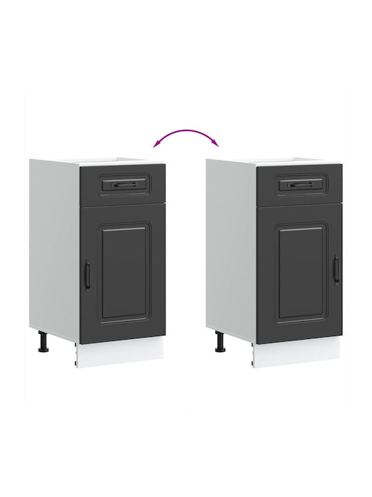 Kalmar Black Processed Wood Kitchen Base Cabinet Black 40 X 46 X 81.5 Cm