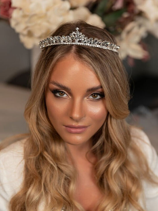 Νυφική Τιάρα Ζιργκόν Οβάλ Στρόγγυλο Σχημά Valerie Wedding Tiara Ba014 Hair Duty Hrd-ba014
