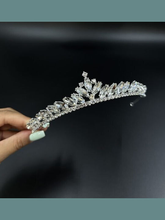 Νυφική Τιάρα Ζιργκόν Οβάλ Στρόγγυλο Σχημά Valerie Wedding Tiara Ba014 Hair Duty Hrd-ba014