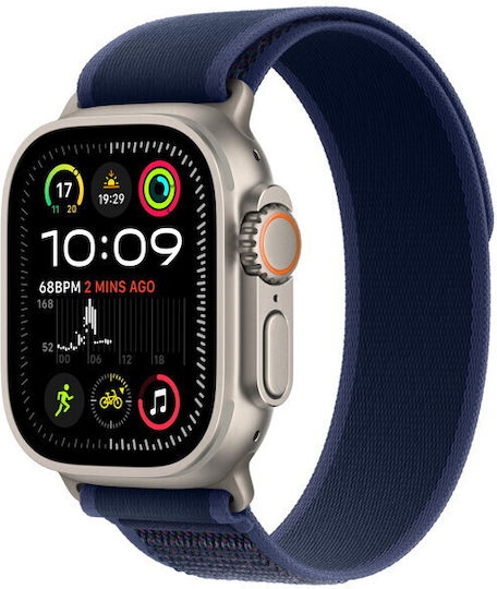 Apple Watch Ultra 2 Titanium 49mm Waterproof with eSIM and Heart Rate Monitor (Natural with Blue Trail Loop (S/M))