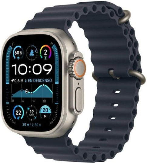 Apple Watch Ultra 2 Титан 49мм Водоустойчив с eSIM и Пулсомер (Natural with Navy Ocean Band)