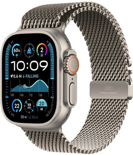 Apple Watch Ultra 2 Титан 49мм Водоустойчив с eSIM и Пулсомер (Natural with Natural Titanium Milanese Loop - Small)