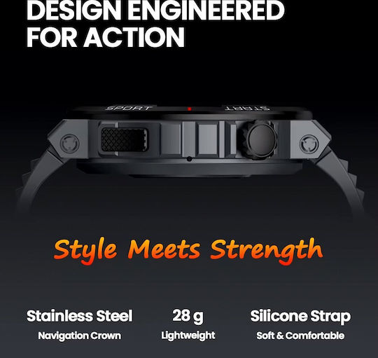 Zeblaze Ares 3 Plus 46mm Smartwatch με Παλμογράφο (Μαύρο)