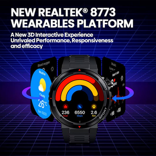 Zeblaze Ares 3 Plus 46mm Smartwatch με Παλμογράφο (Μαύρο)
