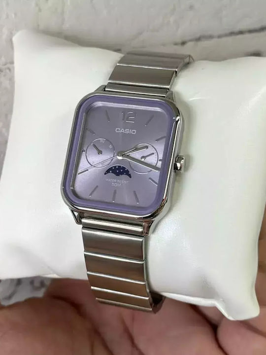 Casio Classic Women's Watch Chronograph with Purple Metal Bracelet