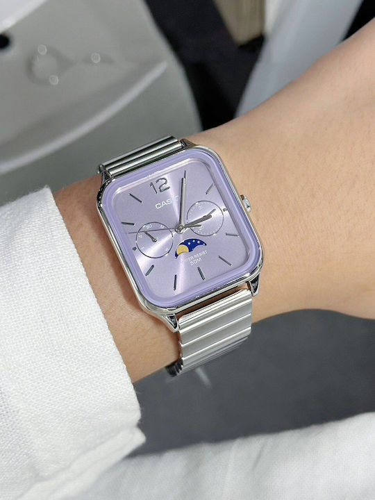 Casio Classic Women's Watch Chronograph with Purple Metal Bracelet