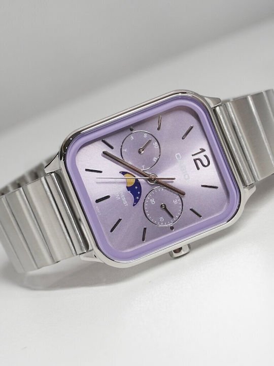 Casio Classic Women's Watch Chronograph with Purple Metal Bracelet