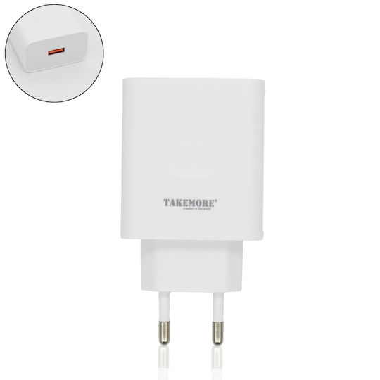 Takemore Φορτιστής Χωρίς Καλώδιο με Θύρα USB-A 120W SuperCharge Λευκός (FD120W)