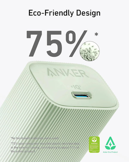Anker Φορτιστής Χωρίς Καλώδιο GaN με Θύρα USB-C 30W Power Delivery Μαύρος (Nano 4)