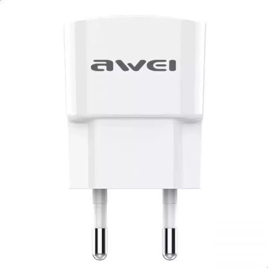 Awei Ladegerät mit USB-A Anschluss und Kabel Micro-USB Weißs (C-831)