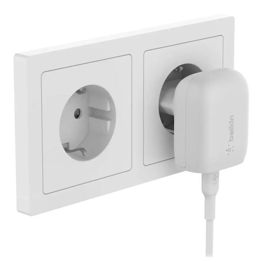 Belkin Charger with USB-C Port and Cable USB-C - USB-C 20W Power Delivery Whites (WCA006VF1MWH-B6)