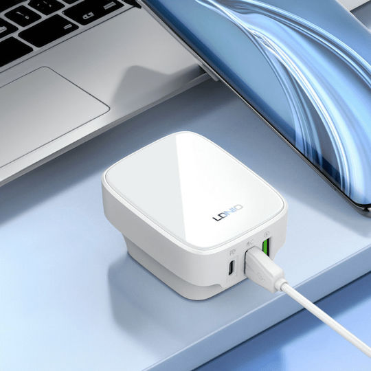 Ldnio Φορτιστής Χωρίς Καλώδιο με 2 Θύρες USB-A και Θύρα USB-C 32W Power Delivery Λευκός (Q334)