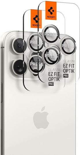 Spigen Optik Pro EZ Fit Camera Protection Tempered Glass White for the iPhone 15 Pro Max, 15 Pro, 14 Pro Max, 14 Pro