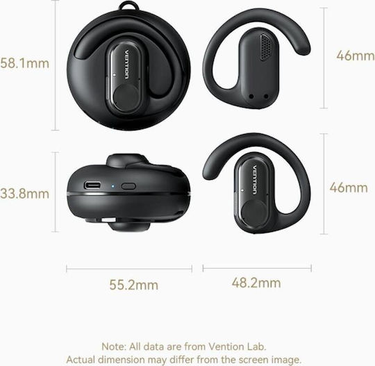 Vention OpenBeat O11 Open Ear Bluetooth Handsfree Ακουστικά με Αντοχή στον Ιδρώτα και Θήκη Φόρτισης Μαύρα